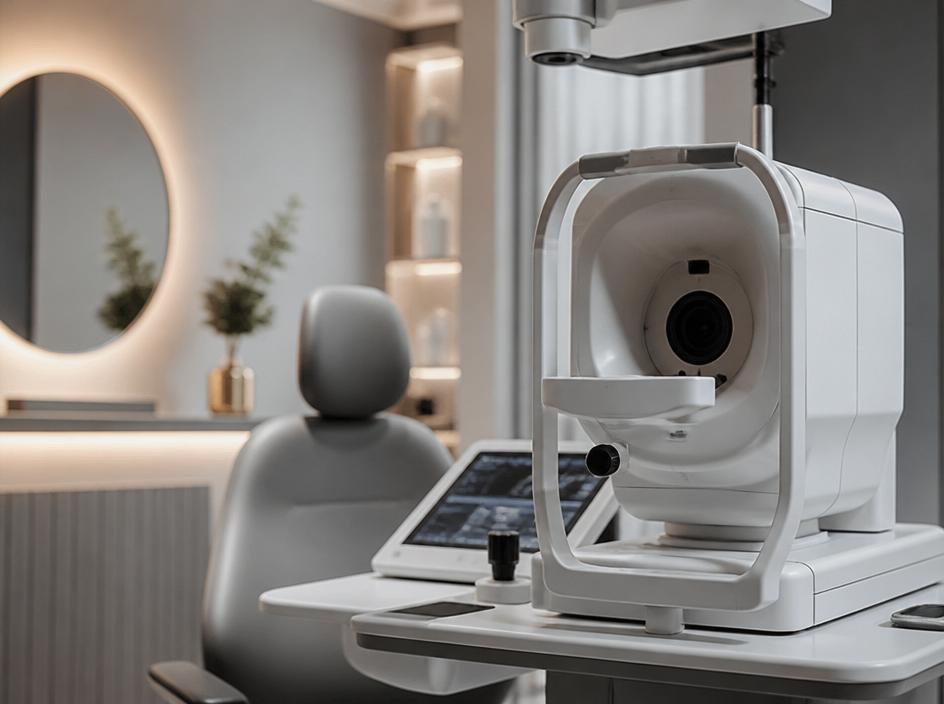 Avanceret øjendiagnostisk udstyr i en moderne klinik
