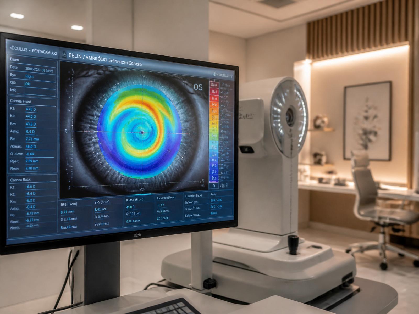 Avanceret øjendiagnostik med cornealtopografi på skærm